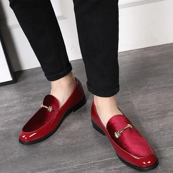 2022 Модни обувки с остри пръсти Мъжки мокасини Лачени обувки Оксфорд за мъже Официални сватбени обувки Парти равни обувки