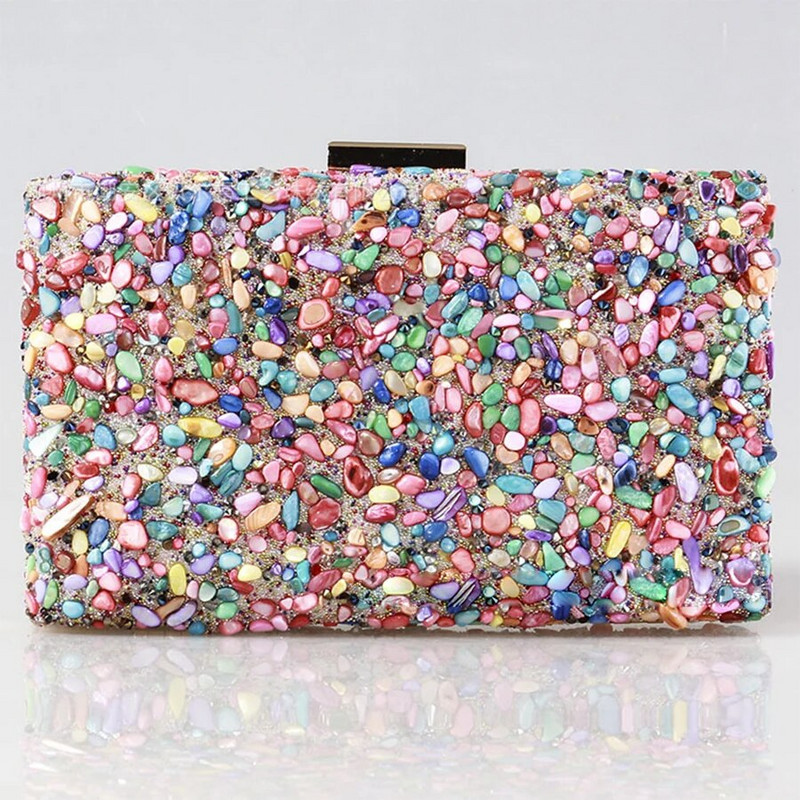 Crystal Stone Dinner Clutch Γυναικείες βραδινές τσάντες γάμου Κρυστάλλινα διαμάντια Τετράγωνη τσάντα Γυναικεία πολύχρωμη τσάντα τσαντάκι και τσάντα