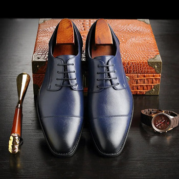 Мъжки класически ретро обувки за дерби Мъжки бизнес рокли, офис кожени обувки с равни обувки Мъжки модни обувки за сватбено тържество Оксфорд ЕС размер 37-48