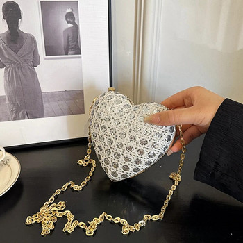 Βραδινή τσάντα Clutch Τσάντα Luxury Love Heart Diamonds Exquisite Design Exquisite For Women Girls Party Τσάντα Γαμήλια τσάντα συμπλέκτες