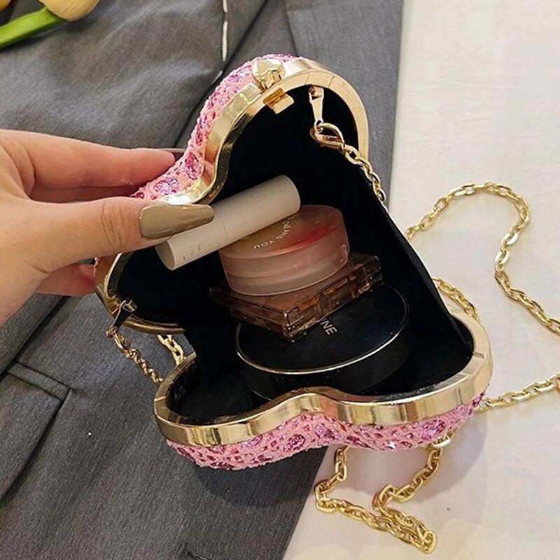 Βραδινή τσάντα Clutch Τσάντα Luxury Love Heart Diamonds Exquisite Design Exquisite For Women Girls Party Τσάντα Γαμήλια τσάντα συμπλέκτες