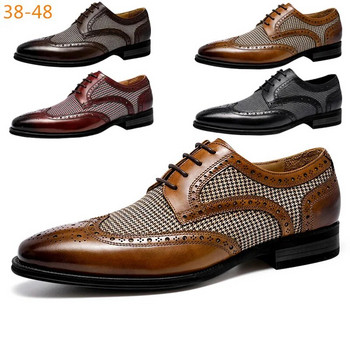 Мъжки обувки за рокля Кожени вентилационни модни мъжки обувки Bullock Мъжки мъжки официални бизнес ежедневни пролетни дизайнерски обувки за мъже