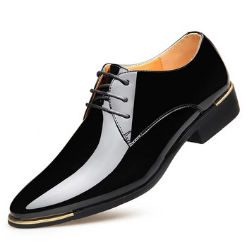 Лачени мъжки обувки за рокля 2021 Нова марка Мъжки бизнес обувки Италиански стил Модни мъжки сватбени обувки Мъжки обувки 38-47