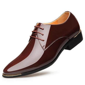 Лачени мъжки обувки за рокля 2021 Нова марка Мъжки бизнес обувки Италиански стил Модни мъжки сватбени обувки Мъжки обувки 38-47