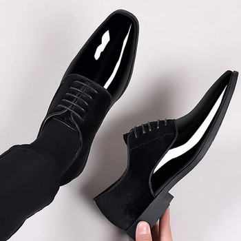 Класически лачени обувки за мъже Ежедневни бизнес обувки с връзки Официални офис работни обувки за мъжко парти Сватбени Оксфордки