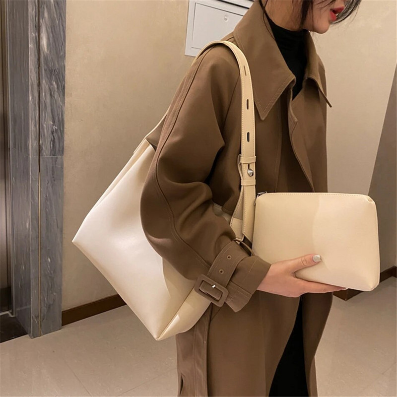 2 komplekti vabaaja kandekott PU-nahast õlakott naistele Moodne naiste reisikott Disainer Luksuslik naiste kaenlaaukott uhiuus