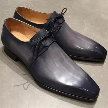 Μόδα ανδρικά παπούτσια Oxfords Business Casual Παπούτσια για γαμήλια πάρτι καθημερινά Classic PU μονόχρωμη 3D εκτύπωση Smudge Lace-Up παπούτσια φορέματος