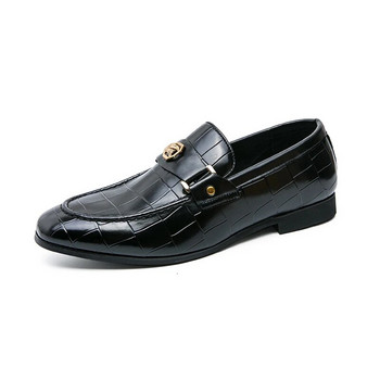 Черни мъжки мокасини Обувки с модел на алигатор Мъжка рокля Sheos Сватбени мъжки обувки с кръгли пръсти Zapatos De Vestir Hombre