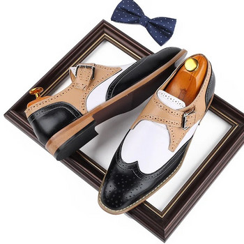 Обувки с издълбани броги Мъжки модни рокли за сватбено тържество Италиански дизайнерски мъжки официални обувки за шофиране, кожени пантофи Мъжки оксфордки