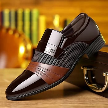 Мъжки официални кожени обувки Черни мъжки мокасини с остри пръсти Парти офис бизнес ежедневни обувки за мъже Оксфордски обувки Мъжки обувки
