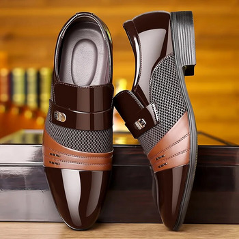 Мъжки официални кожени обувки Черни мъжки мокасини с остри пръсти Парти офис бизнес ежедневни обувки за мъже Оксфордски обувки Мъжки обувки