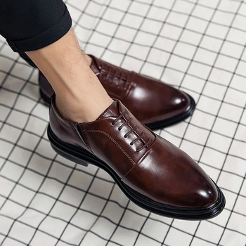 Επαγγελματικά επίσημα δερμάτινα ανδρικά παπούτσια 2023 Φθινοπωρινά Ανδρικά παπούτσια Χαμηλά μονόχρωμα παπούτσια γάμου Χρώμα Μόδα Oxford Μυτερά παπούτσια γραφείου