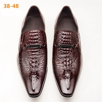 Класически мъжки кожени обувки с приплъзване Луксозни модни офис ежедневни бизнес мъжки официални обувки Мъжки мокасини с модел на алигатор