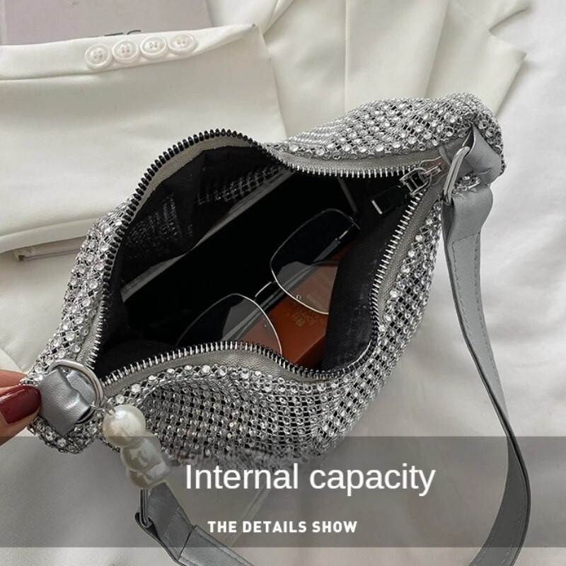 Moterų INS mados kalnų krištolinio akmens kvadratinis krepšys Moterų krepšys, dizaineris perlamutrinės grandinėlės, pečių, korso formos krepšiai Сумка Женская Багет