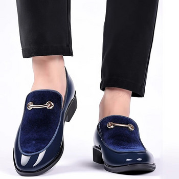 Ανδρικά παπούτσια για πάρτι Μαύρο παπούτσι πατέντα για άντρες Κομψά ιταλικά παπούτσια ανδρικά slip on loafers Ανδρικά βελούδινα παπούτσια σε συνθετικό μέγεθος Point Toe