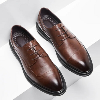 Ръчно изработени мъжки обувки Oxford Сиви кожени броги Мъжки обувки Класически бизнес официални обувки за мъже Сватбени Zapatillas Hombre