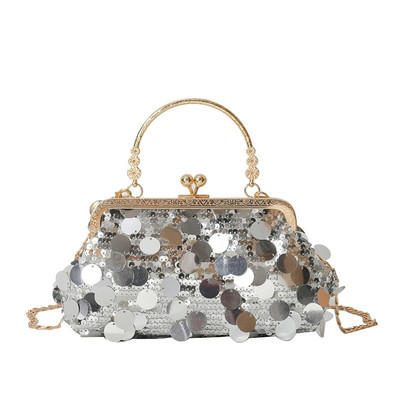 Moterų prabangus vakarinis sankabos krepšys Vestuviniai auksiniai blizgučiai sankaba piniginė grandinėlė pečių krepšiai Maža vakarėlis rankinė su metaline rankena