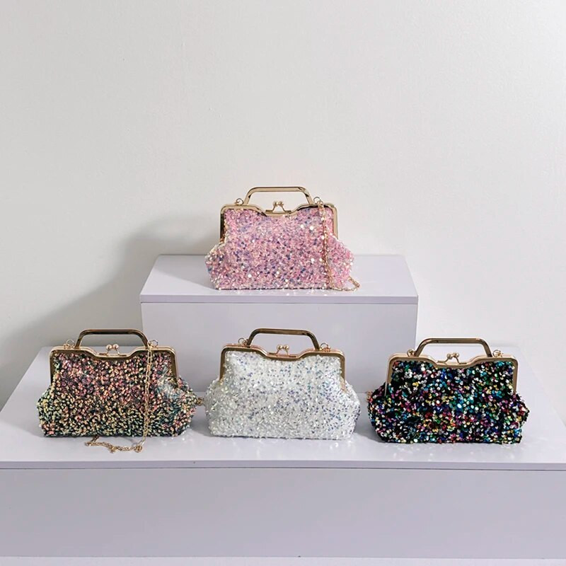 LEFTSIDE Sequin Crossbody Krepšiai moterims 2023 Prabangios dizainerių mados vakarėlio rankinės Trend Chain Cluth