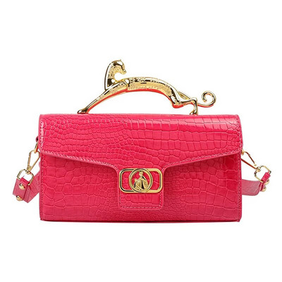 Prabangios kokybiškos rankinės moterims lakinės odos krokodilo akmens raštais moteriškos pečių kryžminės rankinės, moteriškos metalinės rankenos