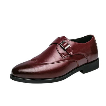 Рокля Мъжки обувки Монах Елегантни социални мъжки Sapato Masculino Странична катарама Кожени специални остри пръсти Британски ежедневни Chaussures 2023