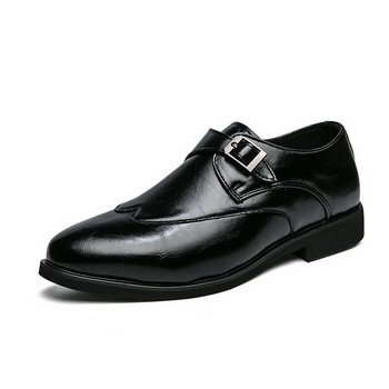 Рокля Мъжки обувки Монах Елегантни социални мъжки Sapato Masculino Странична катарама Кожени специални остри пръсти Британски ежедневни Chaussures 2023