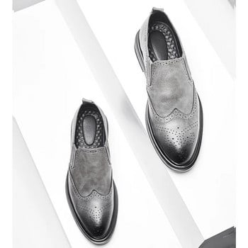 Ιταλικά ανδρικά παπούτσια Slip on Brogue Δερμάτινα παπούτσια για Άντρες Plus Size Point Toe Business Casual Ανδρικά Επίσημα Παπούτσια για Γάμο