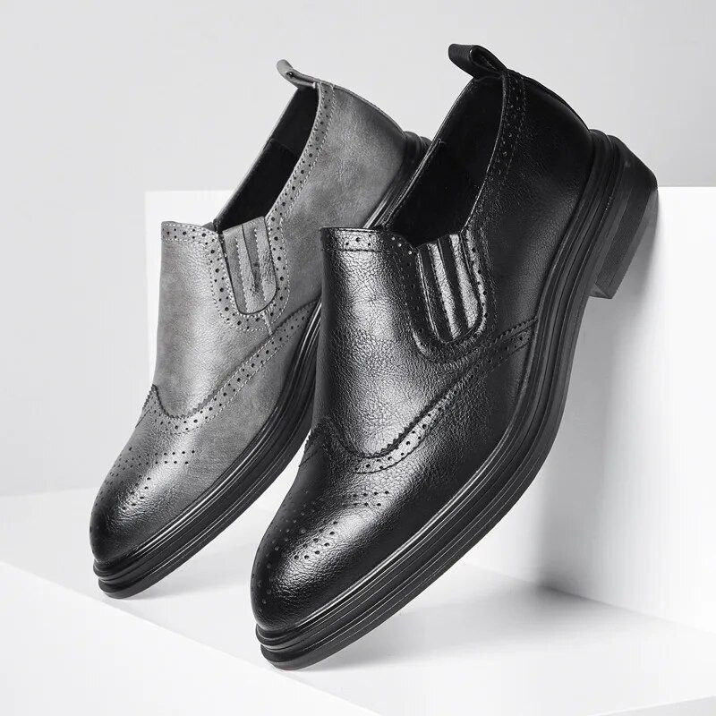 Talijanske muške svečane cipele Slip on Brogue kožne cipele za muškarce, veće veličine, špic prsti, poslovne, ležerne, svečane muške cipele za vjenčanje