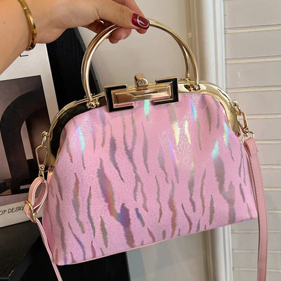 Επώνυμα επώνυμα Γυναικεία Lock Chic Shell Clip Big Handbags Retro Lady Black White Pink Messenger Τσάντες βραδινές τσάντες ώμου Clutch
