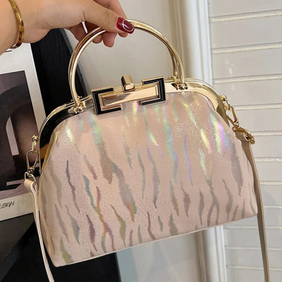 Επώνυμα επώνυμα Γυναικεία Lock Chic Shell Clip Big Handbags Retro Lady Black White Pink Messenger Τσάντες βραδινές τσάντες ώμου Clutch