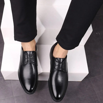 2023 Нови мъжки кожени обувки от телешка кожа, размер 37-43 6 см, увеличаващи се британски кожени офис обувки, кожени обувки с мъжка височина