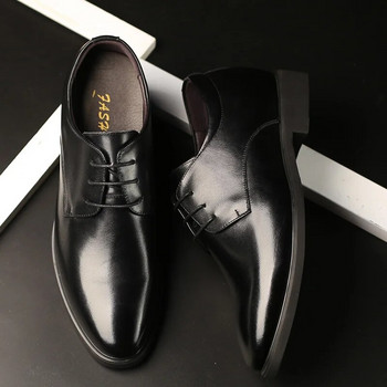 2023 Нови мъжки кожени обувки от телешка кожа, размер 37-43 6 см, увеличаващи се британски кожени офис обувки, кожени обувки с мъжка височина