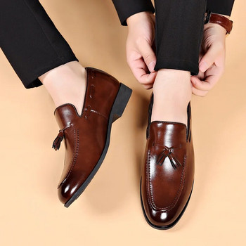 Дизайнерски стилни обувки за мъже Чисто нови бизнес ежедневни обувки Кожени обувки с приплъзване Големи размери за мъже Обувки за сватбено парти