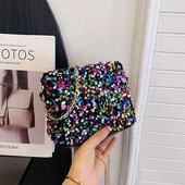 Visokokvalitetne ženske torbe Jesen, nova moda, jednostavni lanci, šljokice, torba za rame Advanced Sense, čvrsta svestrana ručna torbica