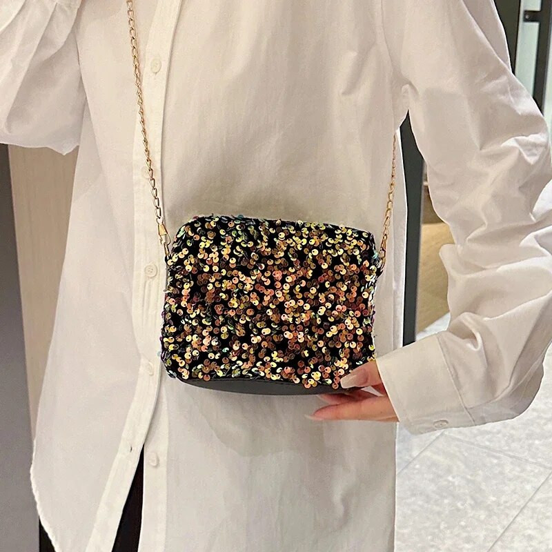 Visokokvalitetne ženske torbe Jesen, nova moda, jednostavni lanci, šljokice, torba za rame Advanced Sense, čvrsta svestrana ručna torbica