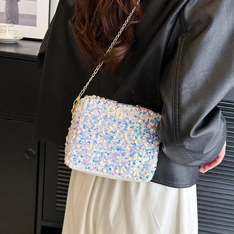 Visokokvalitetne ženske torbe Jesen, nova moda, jednostavni lanci, šljokice, torba za rame Advanced Sense, čvrsta svestrana ručna torbica