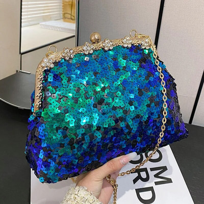 Modes sieviešu fliteru saspraude Shell ķēdes plecu somas Kisslock somiņas un rokassomas ballītei clutch vakara mazās kurjera somas