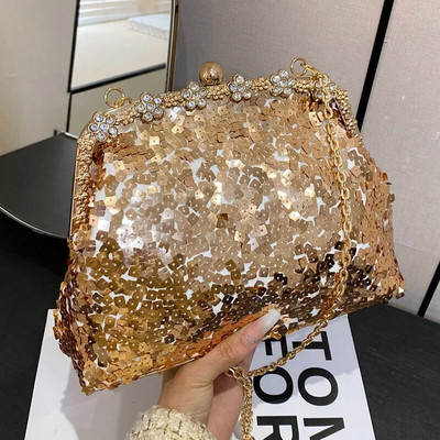 Modes sieviešu fliteru saspraude Shell ķēdes plecu somas Kisslock somiņas un rokassomas ballītei clutch vakara mazās kurjera somas