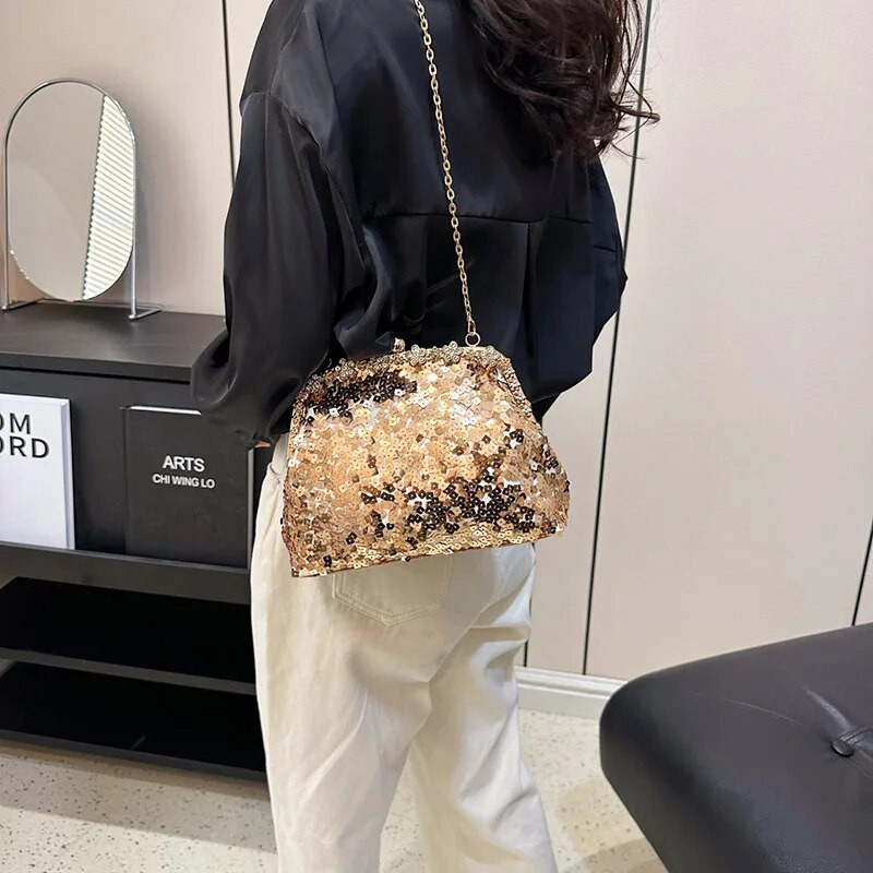 Modes sieviešu fliteru saspraude Shell ķēdes plecu somas Kisslock somiņas un rokassomas ballītei clutch vakara mazās kurjera somas