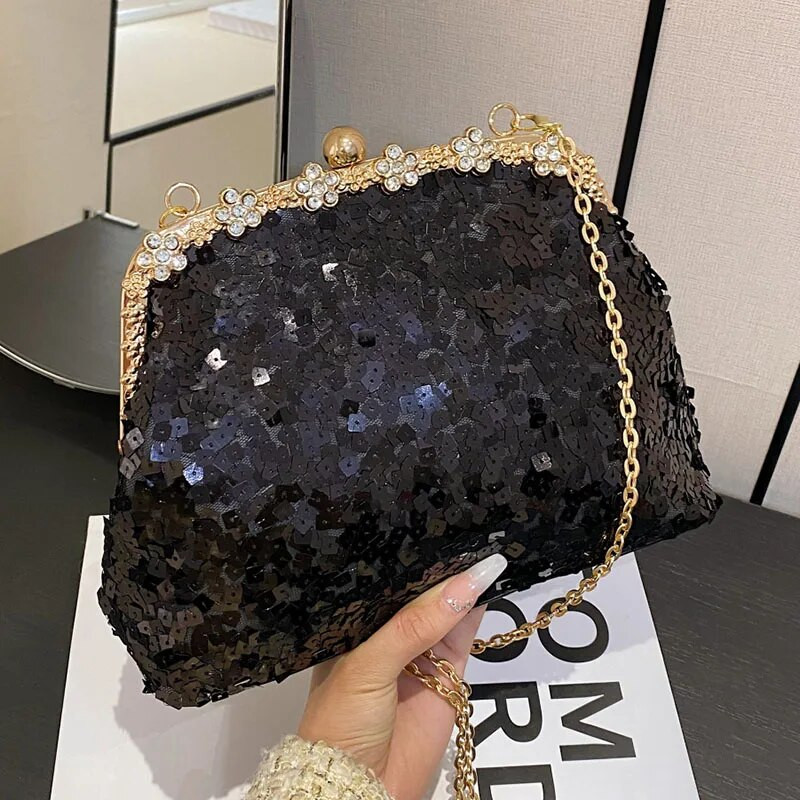 Modes sieviešu fliteru saspraude Shell ķēdes plecu somas Kisslock somiņas un rokassomas ballītei clutch vakara mazās kurjera somas