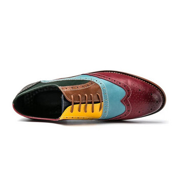 Модни мъжки обувки Brogue Голям размер 47 48 Сватбени парти кожени обувки Мъжки обувки с остри пръсти с връзки Многоцветни официални обувки