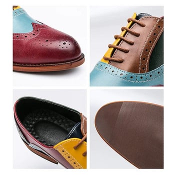 Модни мъжки обувки Brogue Голям размер 47 48 Сватбени парти кожени обувки Мъжки обувки с остри пръсти с връзки Многоцветни официални обувки