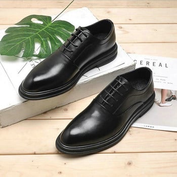 Мъжки обувки Oxfords Бизнес офис остри черни кафяви връзки Мъжки официални обувки Сватбени обувки 569