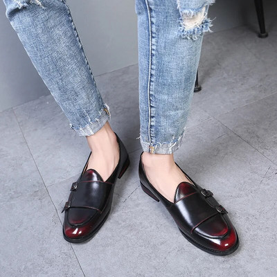 Moodsad Monk Strap -nahast kingad meeste suures suuruses Briti stiilis Loafer vabaaja lamedad kingad peoklubi 2021 jaoks, uus Zapatos Hombre