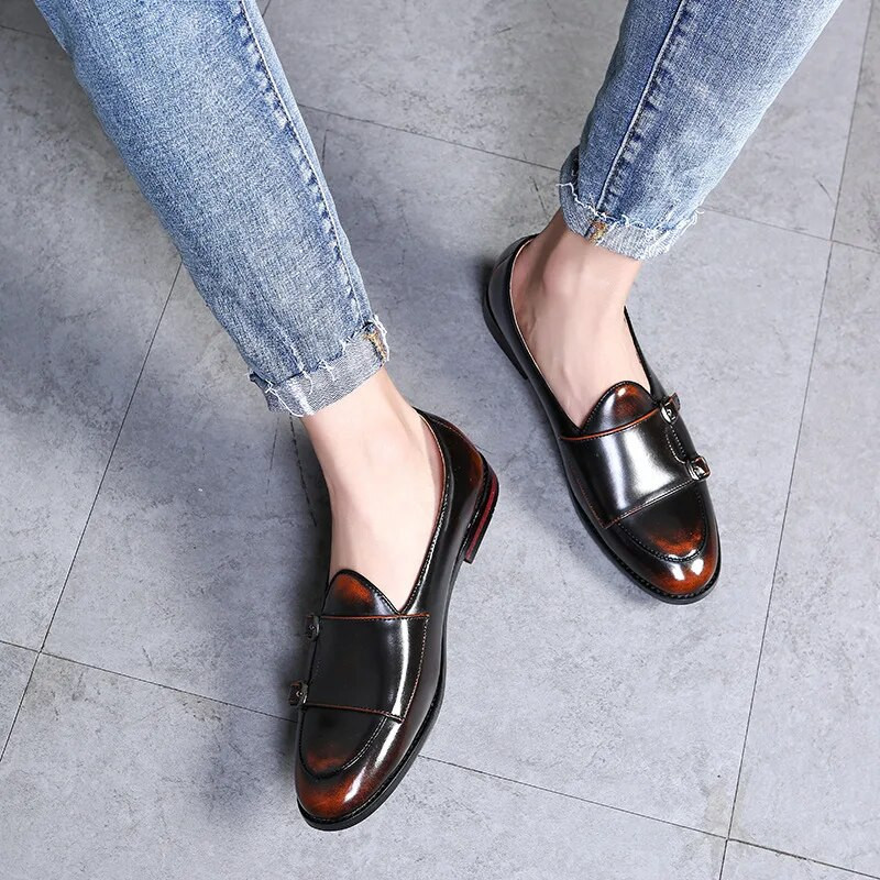 Moodsad Monk Strap -nahast kingad meeste suures suuruses Briti stiilis Loafer vabaaja lamedad kingad peoklubi 2021 jaoks, uus Zapatos Hombre