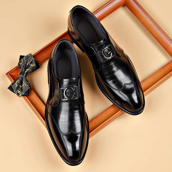 Мъжки ежедневни обувки Модна марка Класически ежедневни мъжки обувки от изкуствена кожа Черни горещи разпродажби Дишащи бизнес мъжки обувки Голям размер