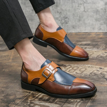 Ανδρικά παπούτσια επίσημα ανδρικά παπούτσια σχεδιαστών μοναχών ιταλικά παπούτσια Oxford για ανδρικά νυφικά επώνυμα δερμάτινα διπλές πόρπες καφέ