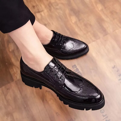 Nauji prabangūs mados vestuvių verslo batai vyriški Oksfordo suknelės batai krokodilo raštas vyriški oficialūs batai LH-67