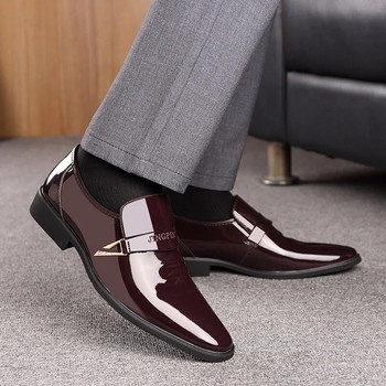 Wnfsy Ανδρικό φόρεμα δερμάτινα παπούτσια Slip on Patent Mens Casual Oxford Shoe Moccasin Glitter Ανδρικά παπούτσια με μυτερά παπούτσια για άνδρες