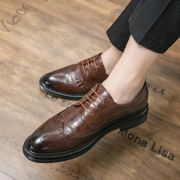 Джентълменски бизнес официални кожени обувки Мъжки модни рокли Обувки Класически италиански официални офис Оксфордски обувки за мъже Дерби обувки