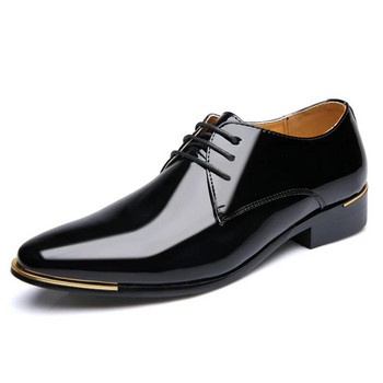 Италиански луксозни мъжки обувки с качество Оксфорд, лачени бели сватбени размери 38-48, черна кожена мека мъжка рокля, официални мъжки обувки